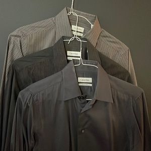 3 Calvin Klein dress shirt in dark colors